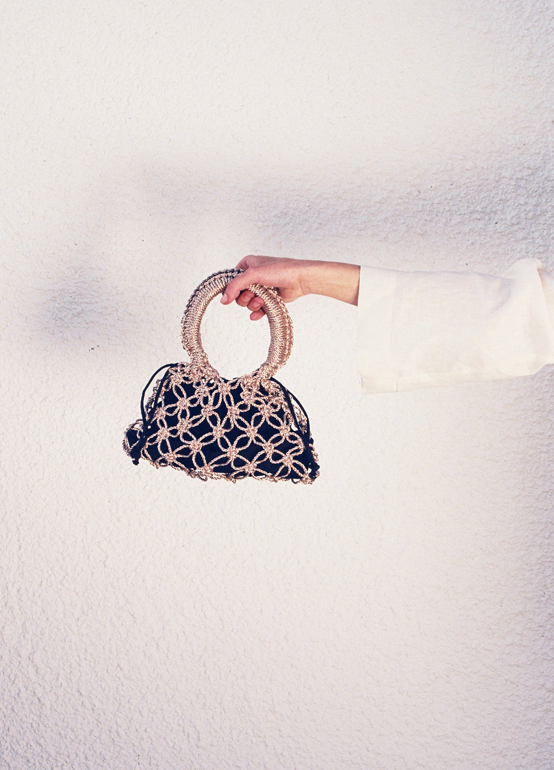 FE 009| Mini Metallic Macrame Bag FORÉLLE X MACRAFTY